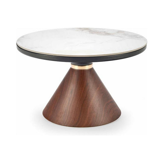 Masuta de cafea GENESIS, marmura alba/nuc, ceramica, 70x43 cm