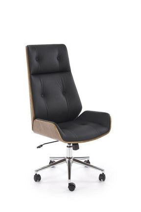 Scaun birou WEBSTER, nuc/negru, piele ecologica/placaj indoit, 60x65x114/122 cm