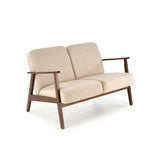 Canapea MILANO 2S, bej - Castel 15, stofa catifelata/lemn, 120x77x77 cm