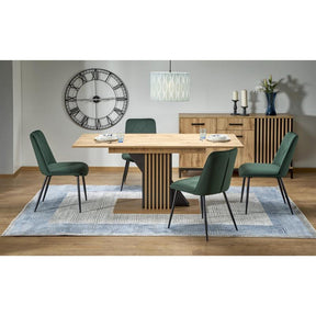 Masa extensibila FABIANO, stejar/negru, PAL laminat, 130/175x85x76 cm