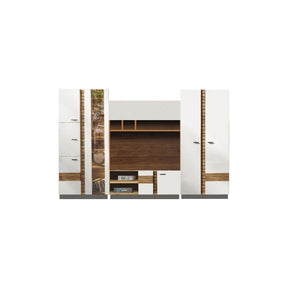 Set living VAL GARDENA, nuc inchis/crem, PAL, 302 cm