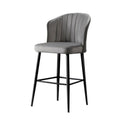 Set 4 scaune bar RUBI, stofă catifelata/metal, gri/negru, 52×42×97 cm