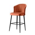 Set 2 scaune bar RUBI, stofă catifelata/metal, rosu/negru, 52×42×97 cm