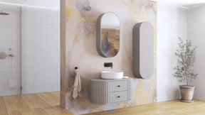 Dulap baie VENEZIA, casmir mat, PAL laminat, cu oglinda, 48x19x95 cm