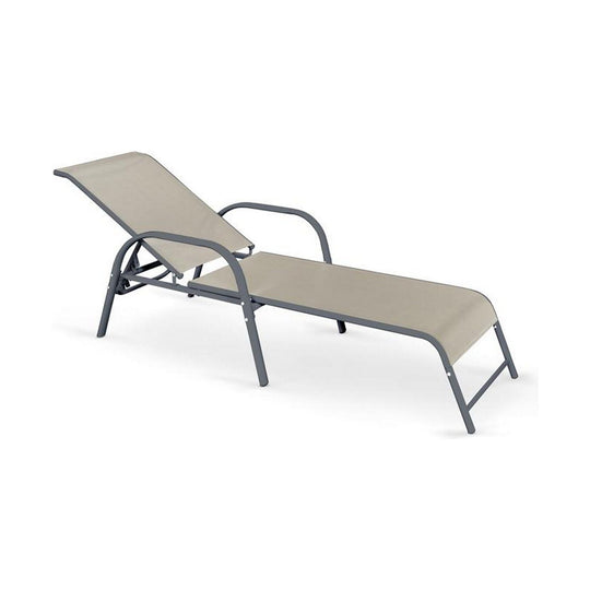 Sezlong gradina MOSLER, gri, plasa/otel, 65x193x95 cm