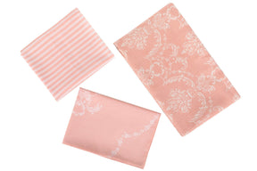 Set cuvertura pat PURE, roz/alb, bumbac, 160x235 cm, cu cearsaf si fata de perna