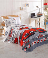 Set cuvertura pat CRAZY, rosu, bumbac, 160x230 cm, cu fata de perna