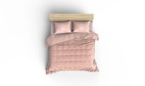 Set cuvertura pat dublu PURE, roz, bumbac, 200x235 cm, cu cearsaf si 2 fete de perna