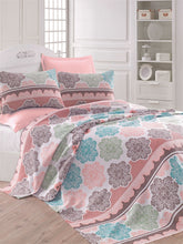 Set cuvertura pat dublu ANDALUCIA, multicolor, bumbac, 200x230 cm, cu 2 fete de perna