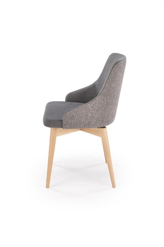 Scaun rotativ MALAGA, gri/stejar, stofa clasica/lemn, 50x53x79 cm