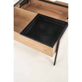 Masuta de cafea PODIUM, stejar natural/negru furniruit, cu spatiu depozitare, 85x80x43 cm
