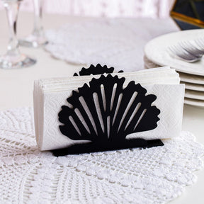Suport servetele BIVALVIA, negru, metal, 12x4x9 cm