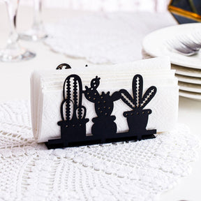 Suport servetele KAKTUS, negru, metal, 12x4x8 cm