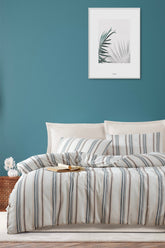 Set lenjerie pat NAIROBI, crem, bumbac/poliester, 200x220 cm, cu cearceaf pilota si 2 fete de perna
