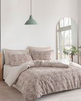 Set cuvertura pat dublu PURE, maro, bumbac/poliester, 200x220 cm, cu 2 fete de perna