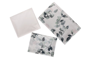 Set cuvertura pat dublu SABINE, alb/verde, bumbac, 200x235 cm, cu cearsaf si 2 fete de perna