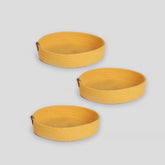 Set 3 cosuri JUT04001305D, galben, bumbac, 25x25x5 cm