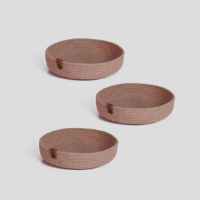 Set 3 cosuri JUT04001328D, bej, bumbac, 25x25x5 cm