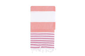 Prosop plaja FOUTA SULTAN, alb/portocaliu/roz, bumbac, 100x180 cm
