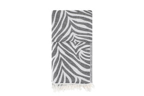 Prosop plaja FOUTA CARNIVAL, alb/gri, bumbac, 90x170 cm