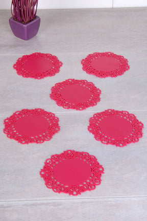 Set 6 suporturi pahare C-ZZ-KP, roz, silicon, 9 cm