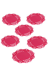 Set 6 suporturi pahare C-ZZ-KP, roz, silicon, 9 cm