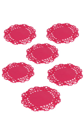 Set 6 suporturi pahare C-ZZ-KP, roz, silicon, 9 cm
