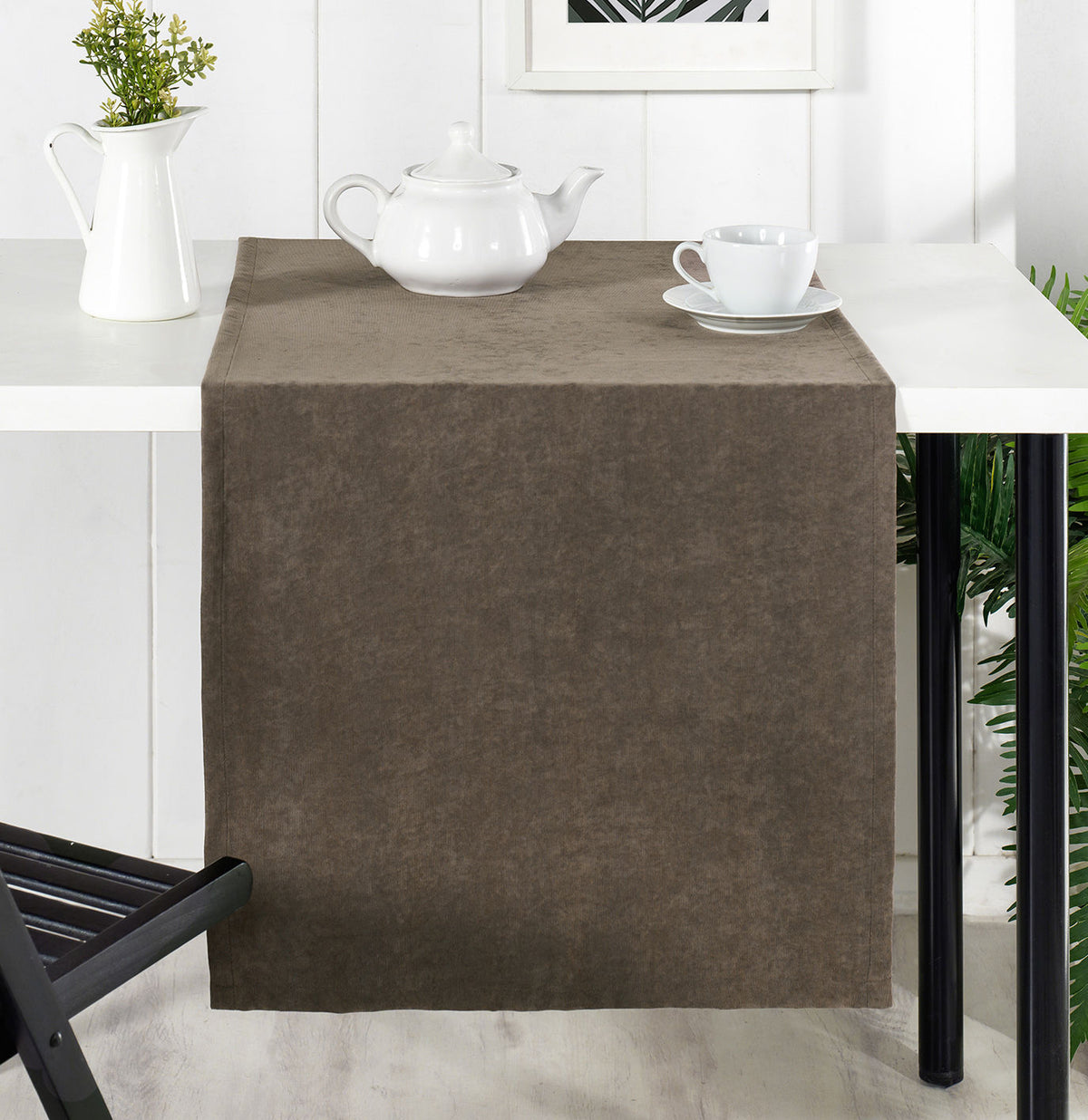 Traversa masa VENEDIK, maro, poliester, 48x150 cm