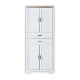 Dulap JASMIN, alb/stejar artisan, PAL, cu 4 usi si 2 sertare, 86x38x204 cm