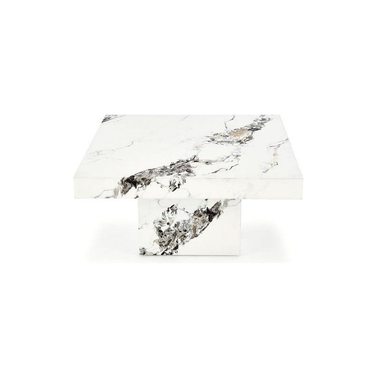 Masuta de cafea MONOLIT, marmura alba furniruit, 80x41 cm