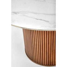 Masa rotunda BRUNO, marmura alba/nuc, 120x76 cm