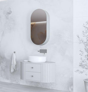 Dulap baie VENEZIA, gri mat, PAL laminat, cu oglinda, 48x19x95 cm