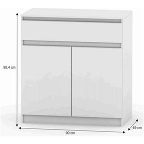 Comoda HANY NEW 007, DTD laminat, alba, 90x49x95,4 cm