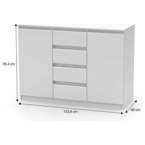 Comoda HANY NEW 010, DTD laminat, alb, 133,6x49x95,4 cm
