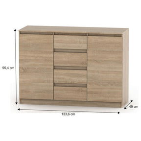 Comoda HANY NEW 010, DTD laminat, stejar sonoma, 133,6x49x95,4 cm