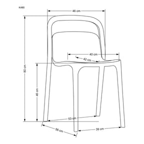 Scaun K490, plastic alb, 46x56x80 cm