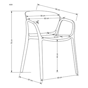 Scaun K491, alb, polipropilena, 60x67x76 cm