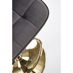 Scaun de bar H120, gri/auriu, stofa catifelata/metal, 84/106x43x44 cm
