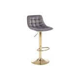 Scaun de bar H120, gri/auriu, stofa catifelata/metal, 84/106x43x44 cm