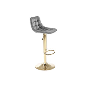 Scaun de bar H120, gri/auriu, stofa catifelata/metal, 84/106x43x44 cm