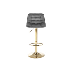 Scaun de bar H120, gri/auriu, stofa catifelata/metal, 84/106x43x44 cm
