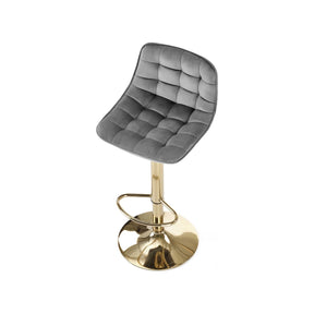 Scaun de bar H120, gri/auriu, stofa catifelata/metal, 84/106x43x44 cm