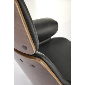 Scaun WEBER, negru/nuc, piele ecologica/placaj/metal, 65x65x112-122 cm