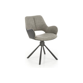 Scaun rotativ K494, gri/negru, stofa/piele ecologica, 85x57x59 cm
