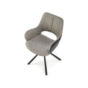Scaun rotativ K494, gri/negru, stofa/piele ecologica, 85x57x59 cm