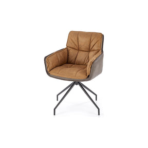 Scaun rotativ K523, maro/negru, stofa/piele ecologica, 85x61x61 cm