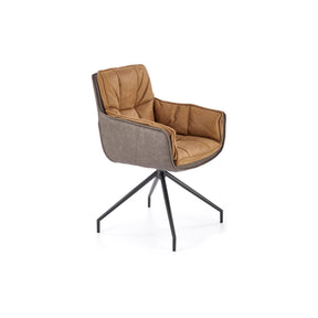 Scaun rotativ K523, maro/negru, stofa/piele ecologica, 85x61x61 cm