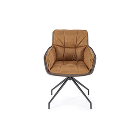 Scaun rotativ K523, maro/negru, stofa/piele ecologica, 85x61x61 cm