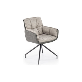Scaun rotativ K523, gri/negru, stofa/piele ecologica, 85x61x61 cm