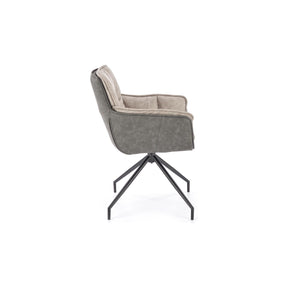 Scaun rotativ K523, gri/negru, stofa/piele ecologica, 85x61x61 cm